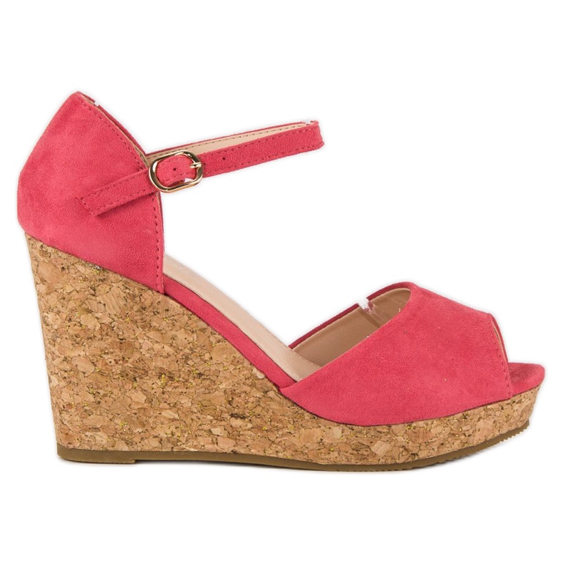 Super Me Sandalen auf einem Keilabsatz aus Kork rosa