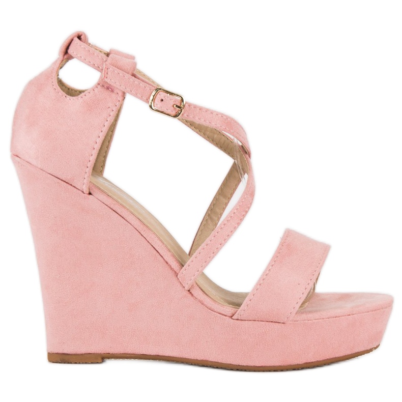 Keilsandalen aus Wildleder rosa