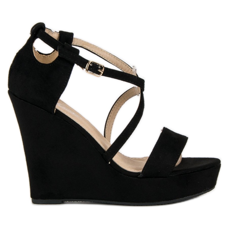 Keilsandalen aus Wildleder schwarz