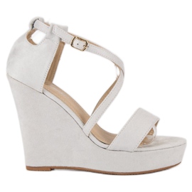 Keilsandalen aus Wildleder grau