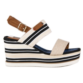 Gerippte Keilsandalen braun