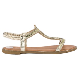 Abloom Goldene flache Sandalen