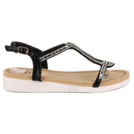 SDS Bequeme flache Sandalen schwarz