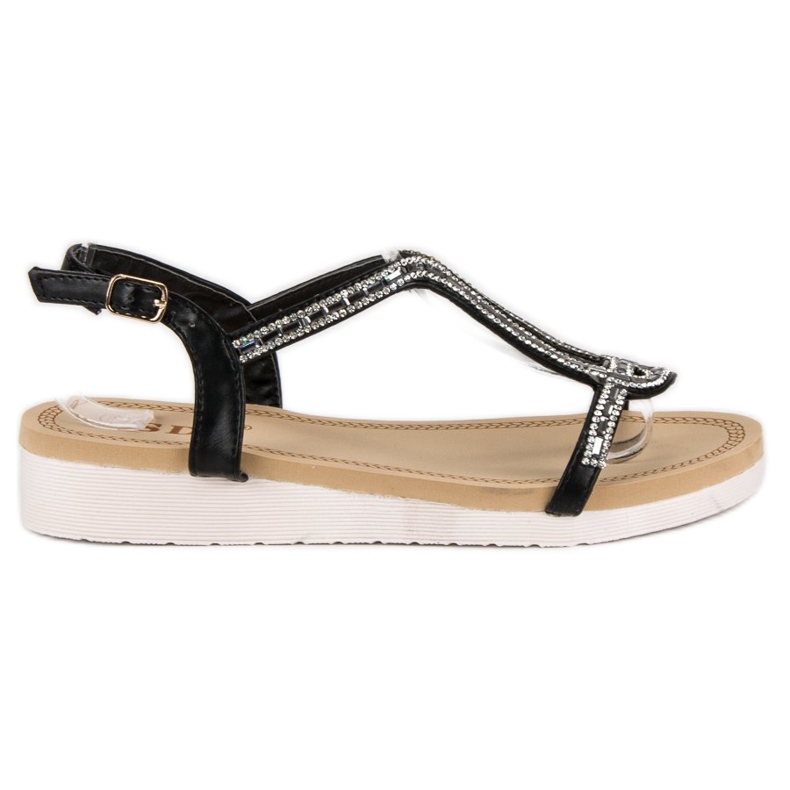 SDS Bequeme flache Sandalen schwarz