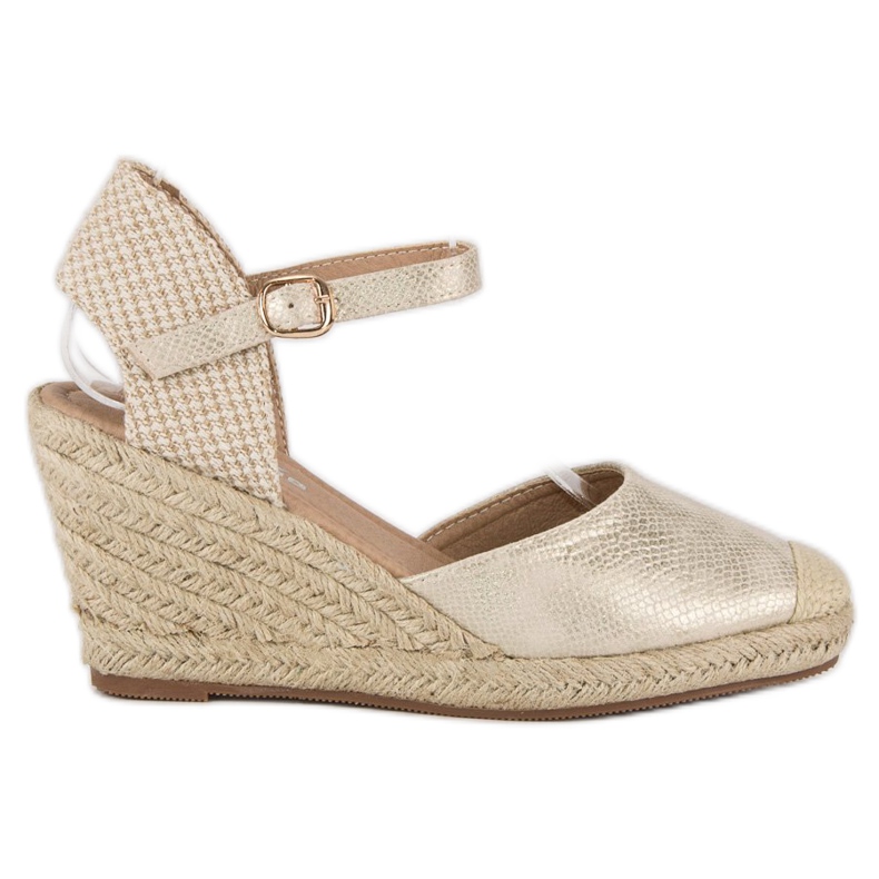 Nio Nio Espadrilles-Sandalen mit Keilabsatz braun gelb