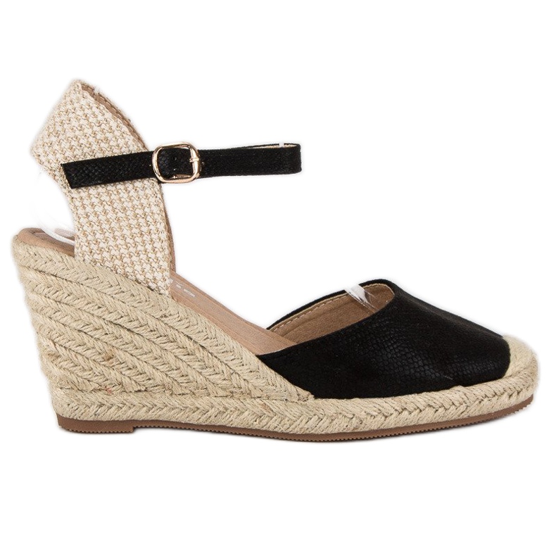 Nio Nio Espadrilles-Sandalen mit Keilabsatz schwarz braun