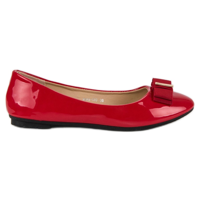 Diamantique Lackierte Ballerinas mit Schleife rot