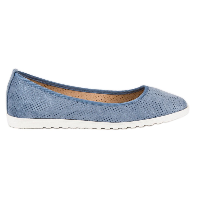 Sun Color Durchbrochene Ballerinas aus Wildleder blau