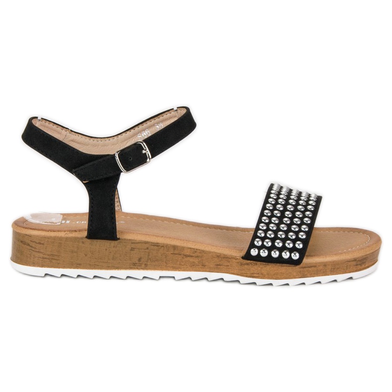 Ch. Creation Schwarze flache Sandalen