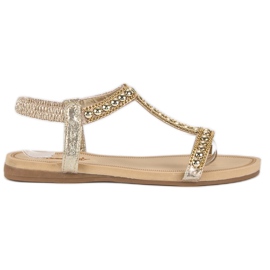 Queentina Flache Sandalen mit Gummiband gelb