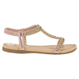 Queentina Flache Sandalen mit Gummiband rosa