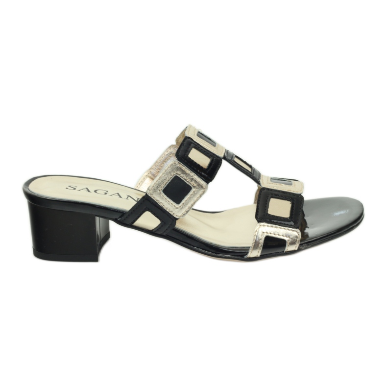 Schwarze und goldene Sagan-Hausschuhe gelb