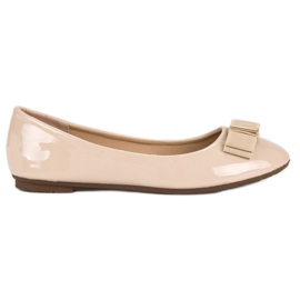 Lackierte Ballerinas mit Schleife braun