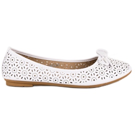 Diamantique Durchbrochene Ballerinas weiß