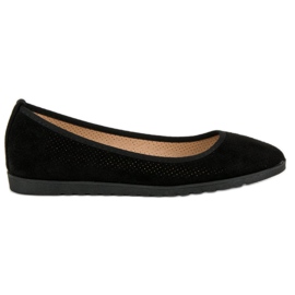Sun Color Durchbrochene Ballerinas aus Wildleder schwarz