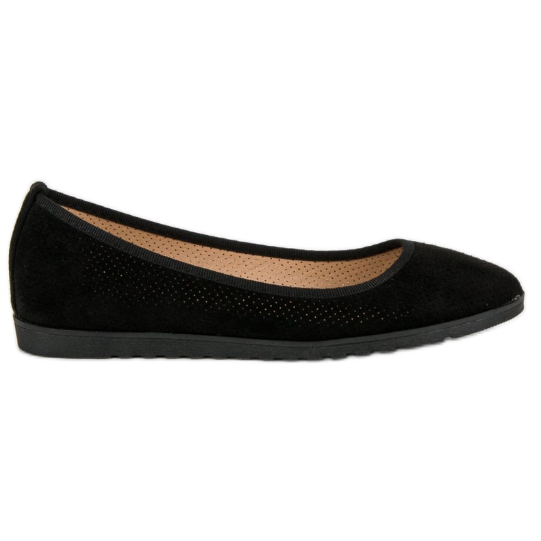 Sun Color Durchbrochene Ballerinas aus Wildleder schwarz