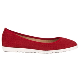 Sun Color Durchbrochene Ballerinas aus Wildleder rot