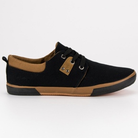 Schwarz gebundene Turnschuhe braun