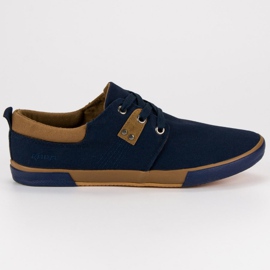 Dunkelblaue gebundene Turnschuhe braun marineblau