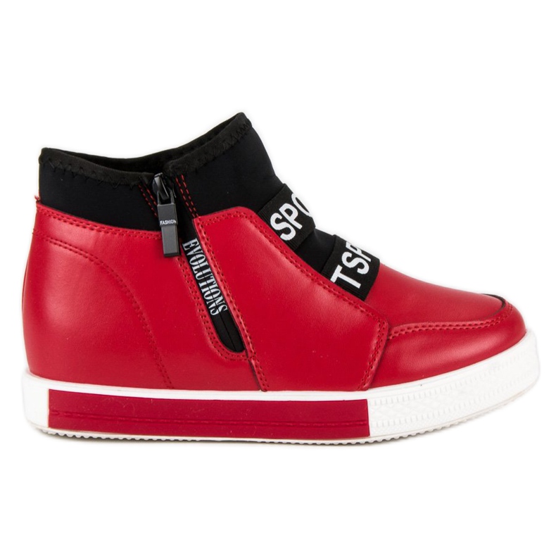 Rote Turnschuhe mit Reißverschluss schwarz