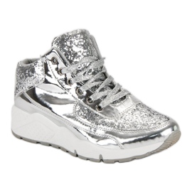 Silberne Turnschuhe mit Glitzer grau