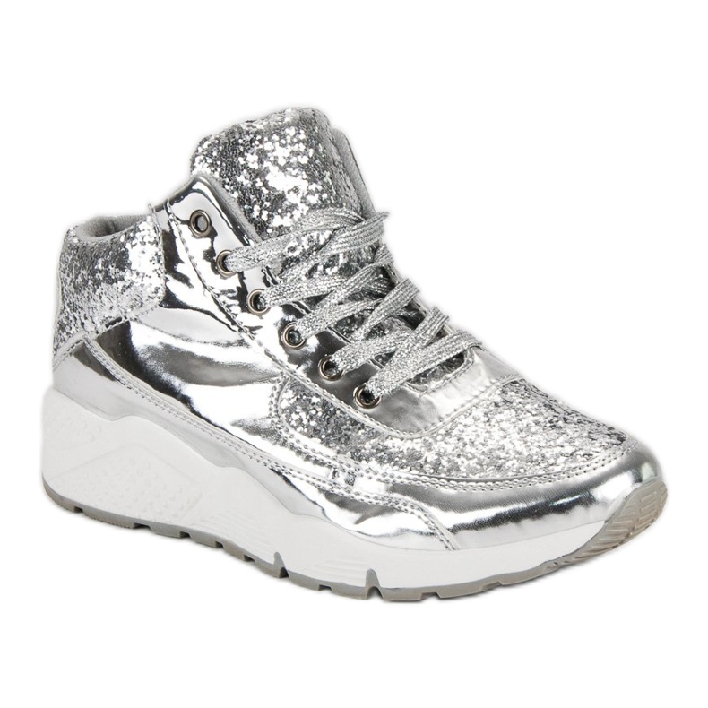 Silberne Turnschuhe mit Glitzer grau