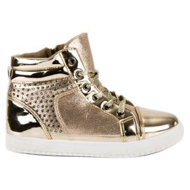 Lackierte Turnschuhe über dem Knöchel gelb