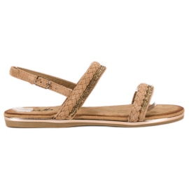 Fama Flache Sandalen aus Wildleder braun