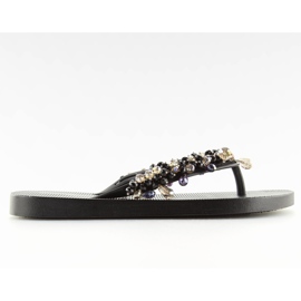 Flip Flops mit Perlen schwarz JH68 Black