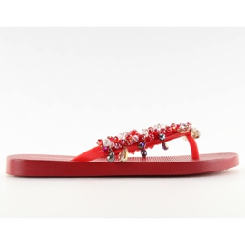 Flip Flops mit Perlen rot JH68 Rot