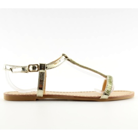 Sandalen mit goldenen Zirkonias SY644 Gold