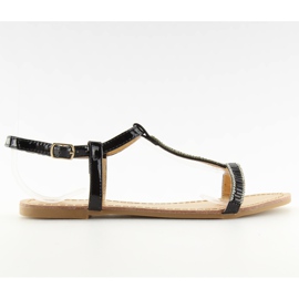 Sandalen mit schwarzen Zirkonias SY644 schwarz