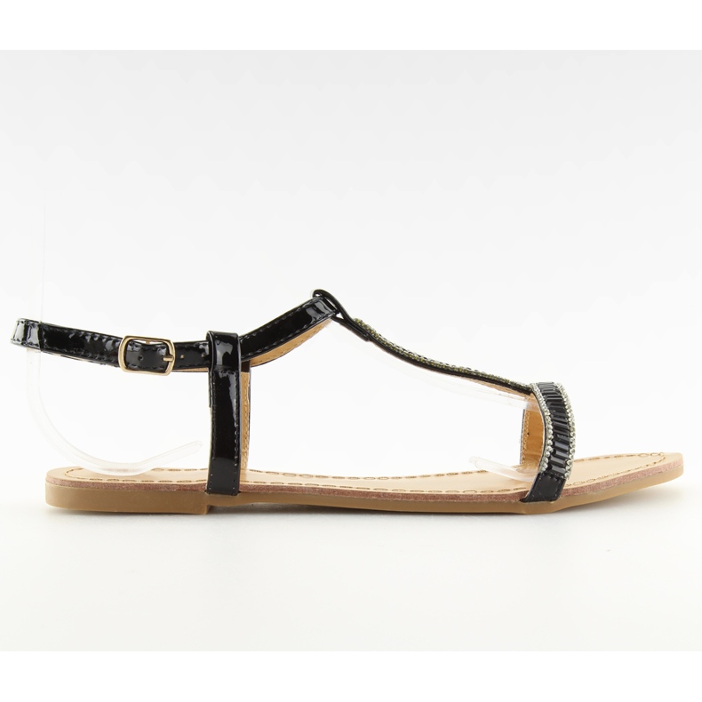 Sandalen mit schwarzen Zirkonias SY644 schwarz