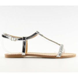 Silberne Sandalen mit Zirkonia SY644 Silber grau