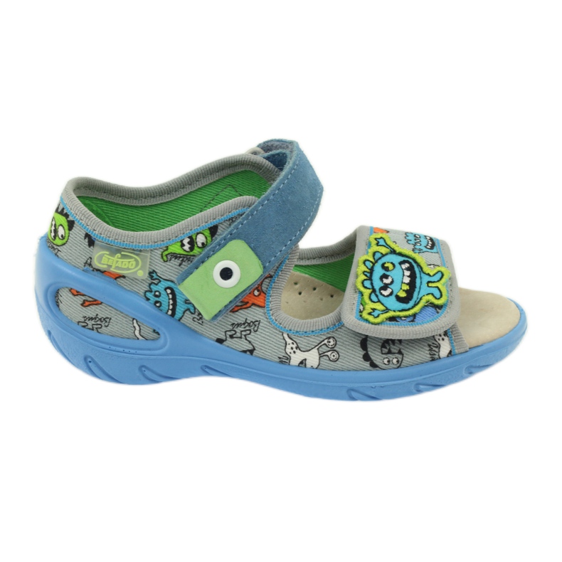 Sandalen Ledereinsatz Befado 433P blau orange grau