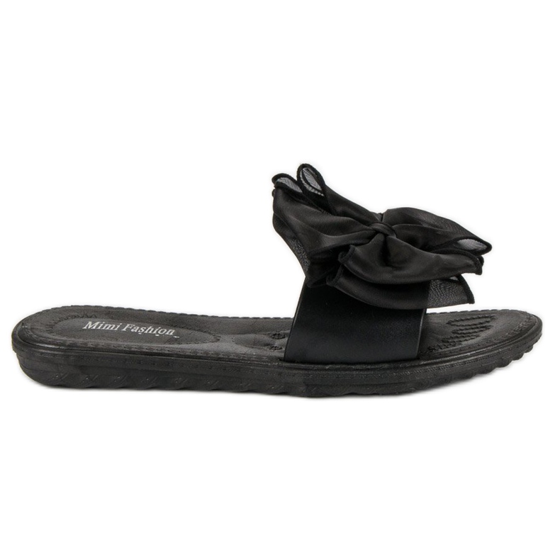 Hausschuhe mit Schleife schwarz