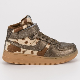 Kylie Goldene Turnschuhe mit Fell