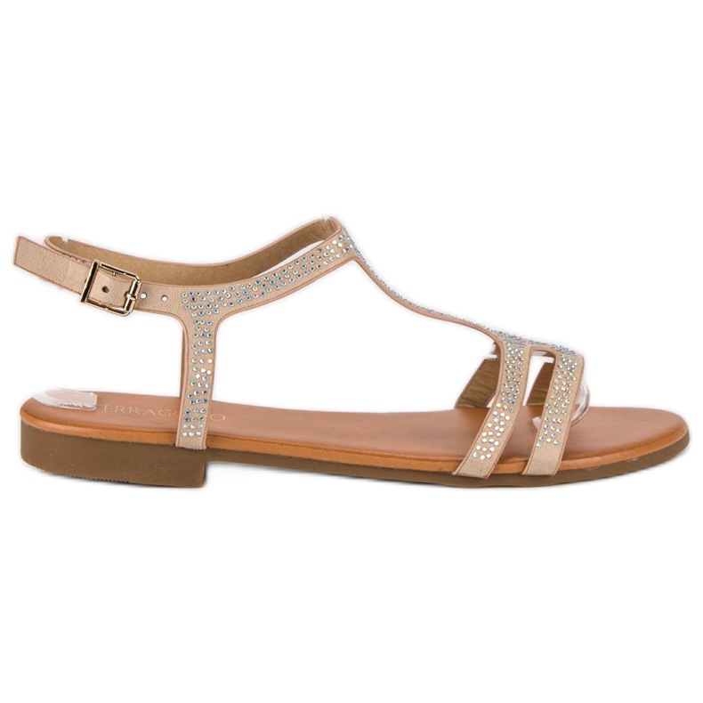 Beige flache Sandalen