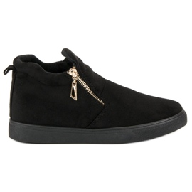 Slip-On-Sneakers aus Wildleder schwarz