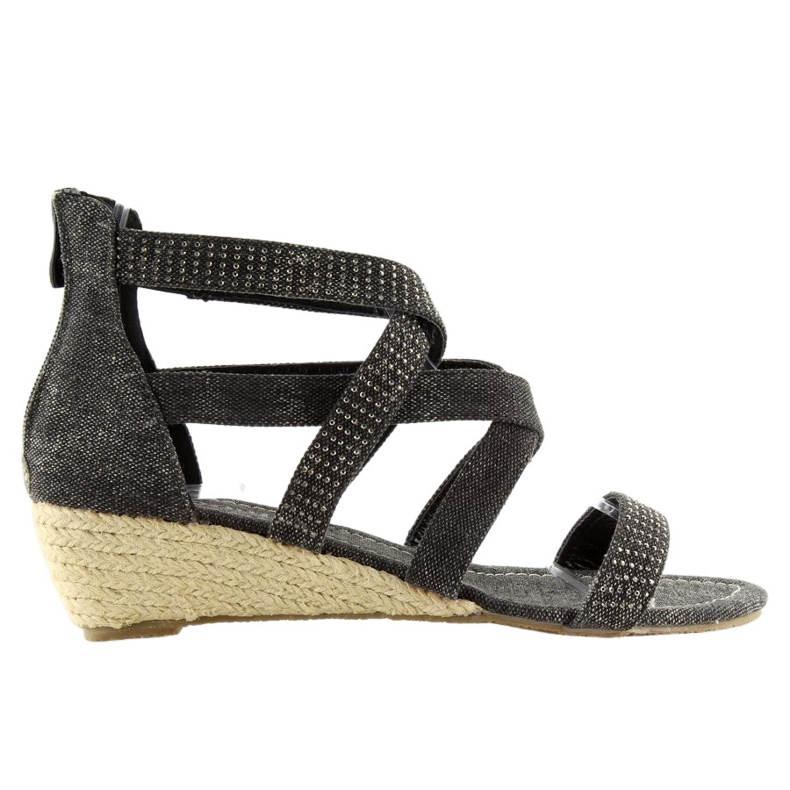 Schwarze Espadrilles-Sandalen ME11783 Schwarz