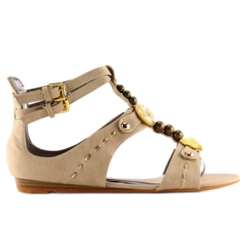 Beige Damensandalen mit Steinen ZS3522 Beige