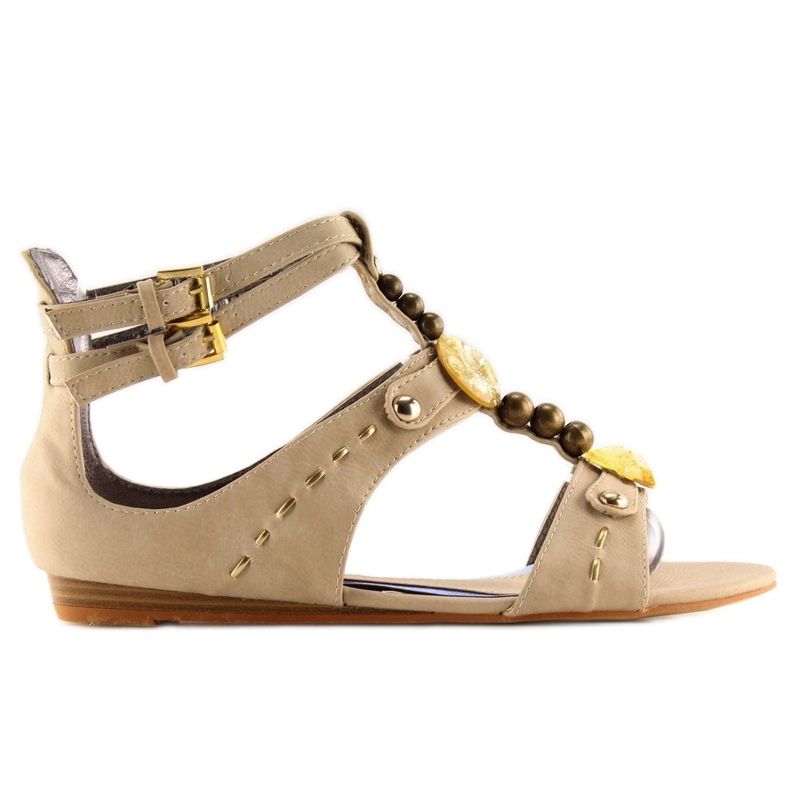 Beige Damensandalen mit Steinen ZS3522 Beige