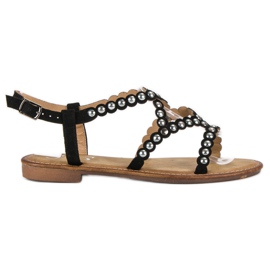 Small Swan Lässige flache Sandalen schwarz