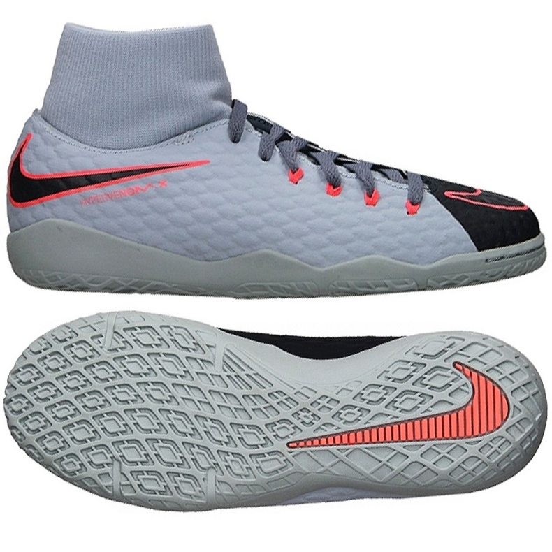Hallenschuhe Nike HypervenomX Phelon Iii Df Ic Jr 917774-400 grau grau