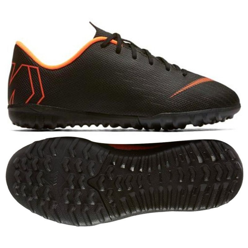 Nike Mercurial VaporX 12 Academy Gs Tf Jr AH7342-081 Fußballschuhe schwarz schwarz