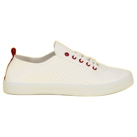 Kylie Durchbrochene gebundene Turnschuhe weiß