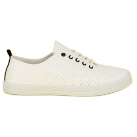 Kylie Durchbrochene gebundene Turnschuhe weiß