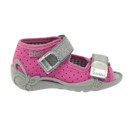 Befado 242p083 rosa Sandalen mit Tupfen schwarz grau