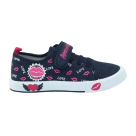 American Club Amerikanische Turnschuhe mit rosa Lippen navy blau