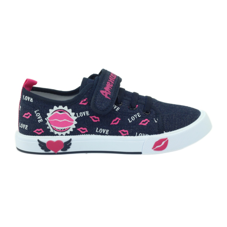 American Club Amerikanische Turnschuhe mit rosa Lippen navy blau